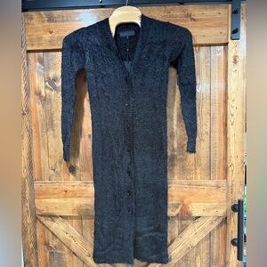 Kendall & Kylie Duster Cardigan‎ Sweater Black with Metallic Button Front Sz 4/6